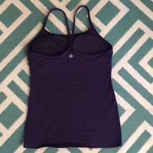 Lululemon purple racer back tank, shelf bra, 6